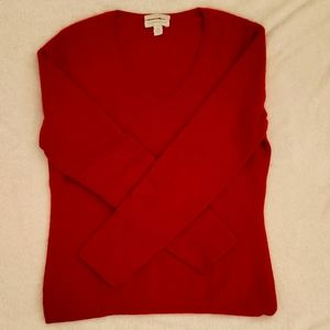 CHARTER CLUB 2-Ply 100% Cashmere Sweater Pullover V-Neck red